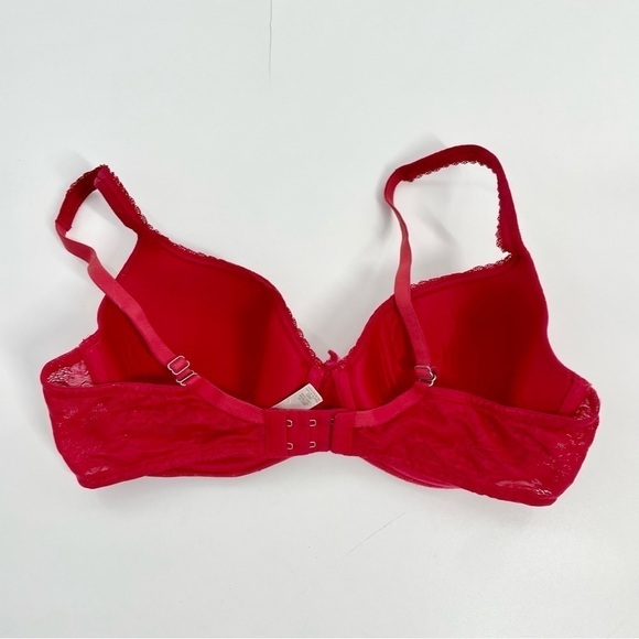 Victoria's Secret Body by Victoria Lined Demi Bra by 36D In Red Lace Overlay - Picture 7 of 12